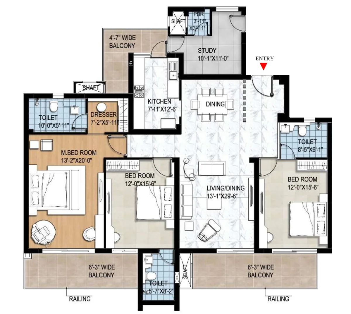 Godrej Global Business City 3BHK floor plan